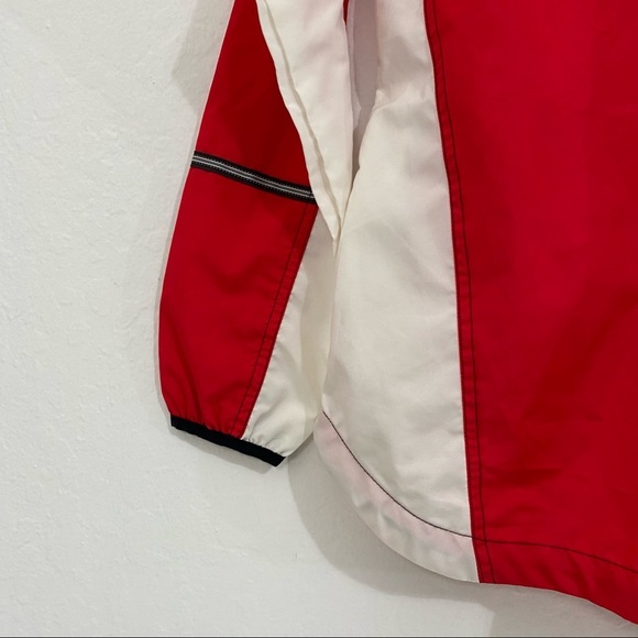 New Balance Women's M Red Colorblock Half Zip Windbreaker Jacket Collared - Picture 6 of 9